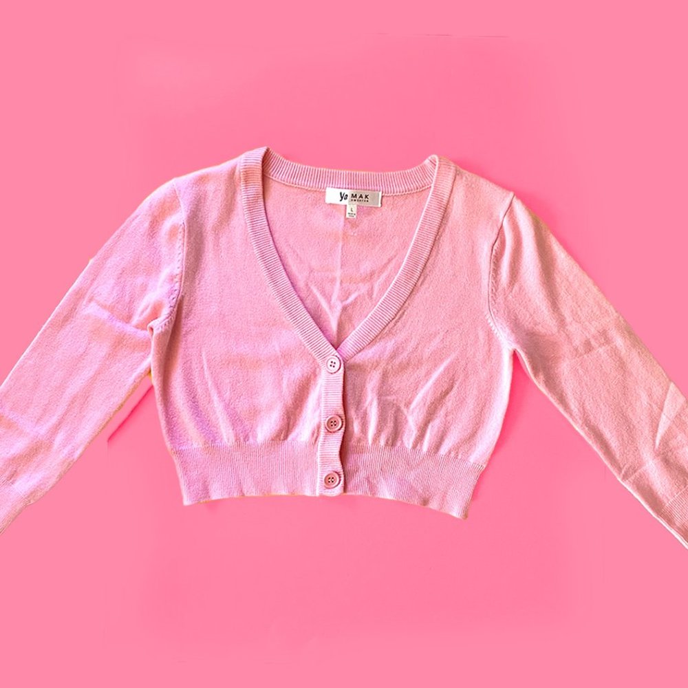 YEMAK Women's Cropped 3/4 Sleeves Cardigan Sweater